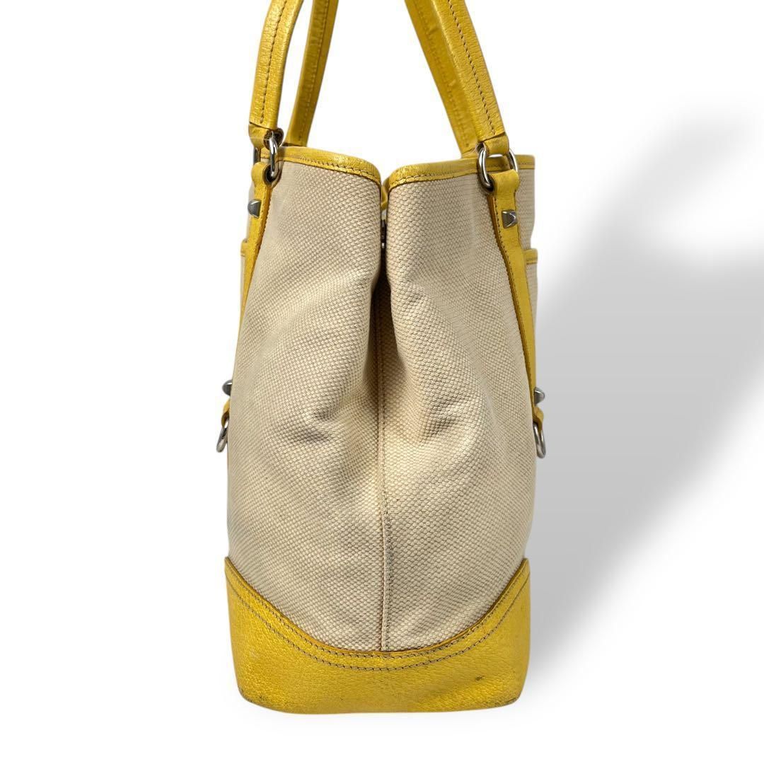 正規品 4581 PRADA プラダ トートバッグ キャンバス レザー イエロー