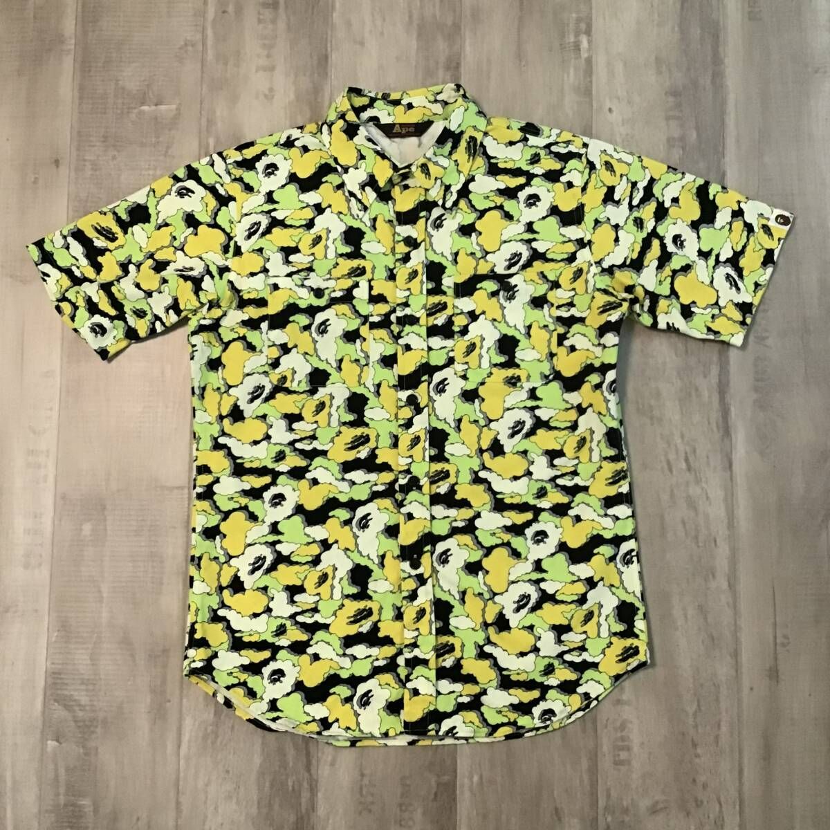 激 KAWS × BAPE Cloud camo ワークシャツ Sサイズ a bathing ape カウズ エイプ ベイプ アベイシングエイプ 迷彩 NIGO