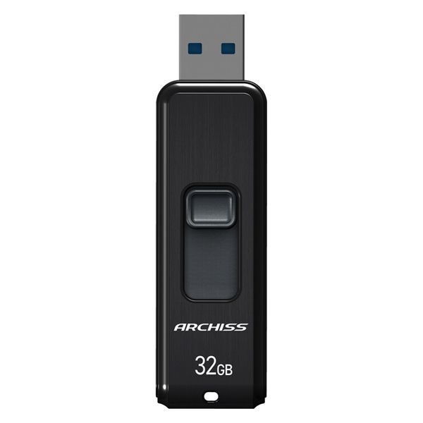 （まとめ買い）アーキス USB3.2 フラッシュメモリ スライド式 32GB ブラック AS-032GU3-PSB 【3個セット】