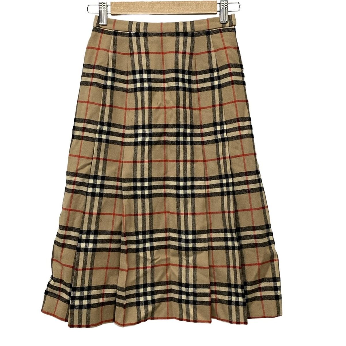 Burberry s バーバリーズ スカート サイズS レディース - ベージュ×黒×レッド ひざ丈|チェック柄|プリーツ