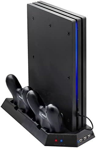 FASTSNAIL PS4 Pro用垂直スタンド 冷却ファン付き PlayStation 4 Pro用コントローラー充電ステーション デュアルショック4コントローラー用充電器 LEDインジケーター付き