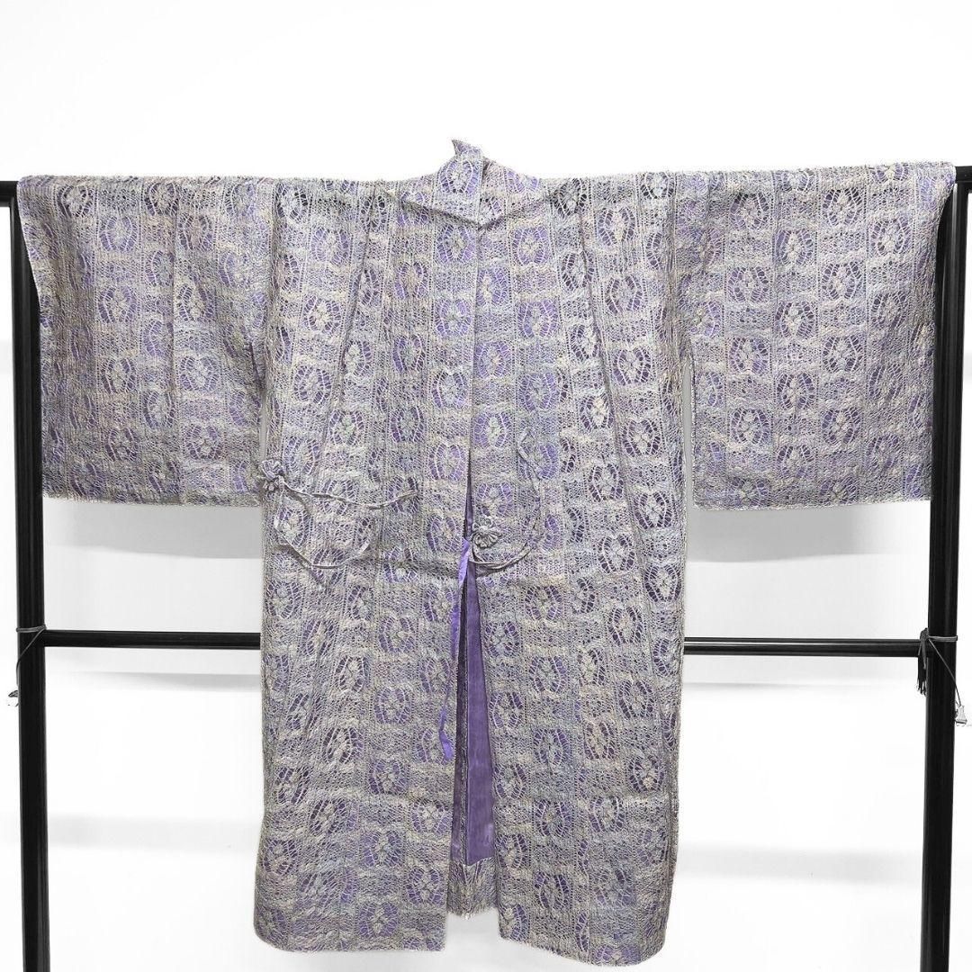 染大島紬　縦縞　松竹梅　唐花　付け下げ　着物　014a p 染大島紬 縦縞 松竹梅 唐花 付け下げ 着物 014a p