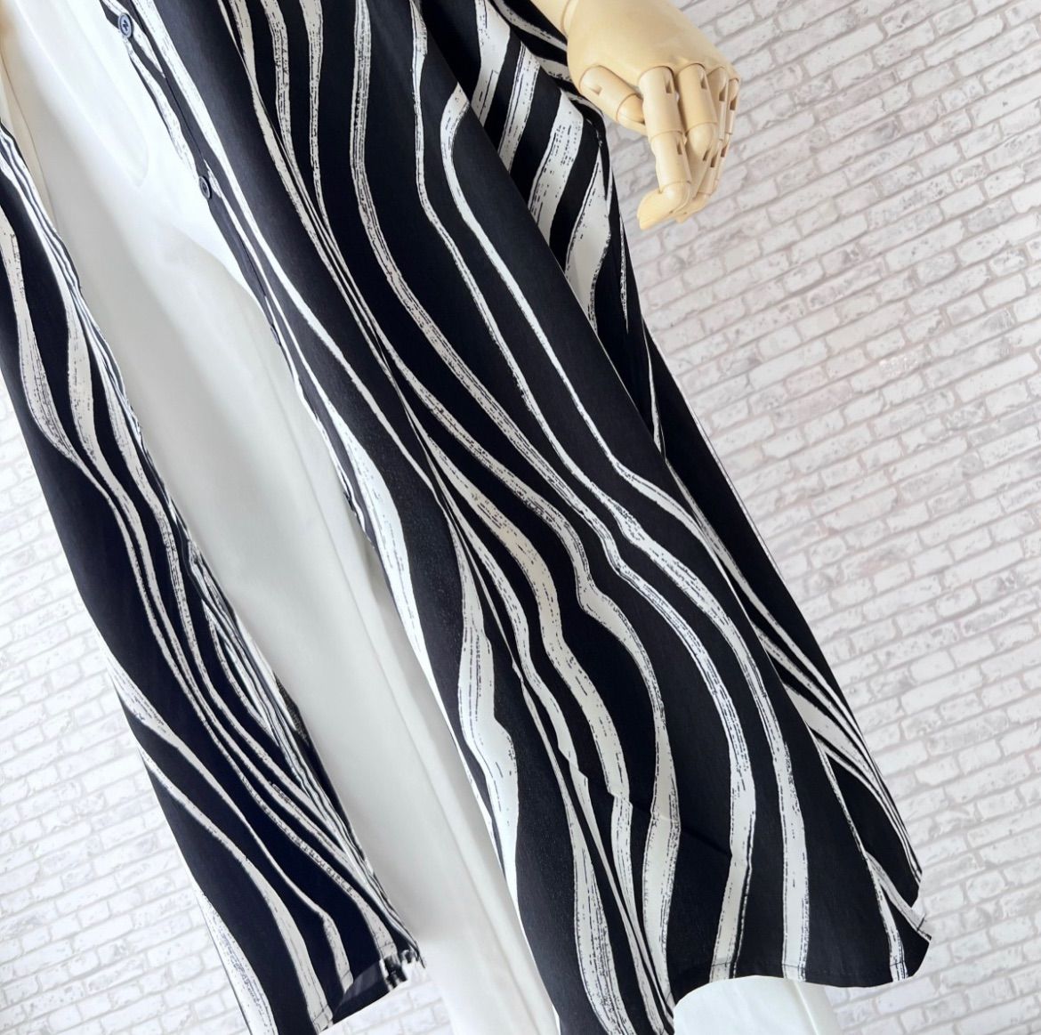 ★新品M～L/LL★ビッグシルエット羽織シャツワンピース*モードカジュアル*お洒落に敏感な大人女性*ロングブラウス076黒*11/13号