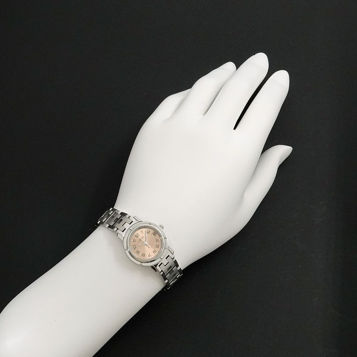 エルメス HERMES クリッパー CL4 210 レディース 腕時計 デイト ピンク  