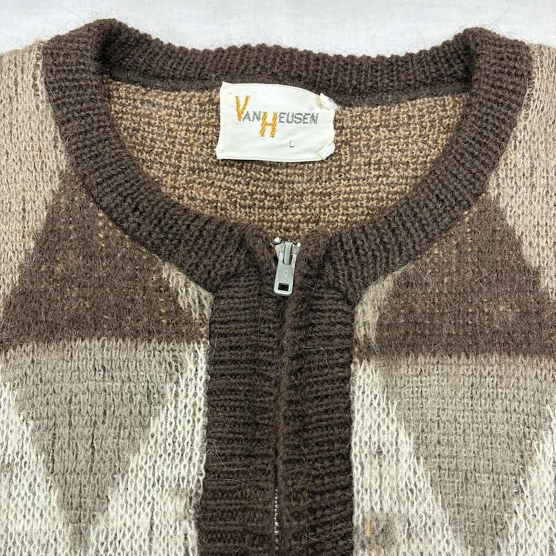 50s ウール　カーディガン　ノーカラー　ジャケット　ヴィンテージ 50-60s Octonek ヴィンテージ レタードカーディガン 【約 S