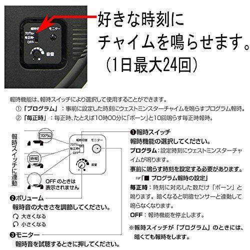 リズムRHYTHM 掛け時計 電波時計 チャイム付き プログラムカレンダー