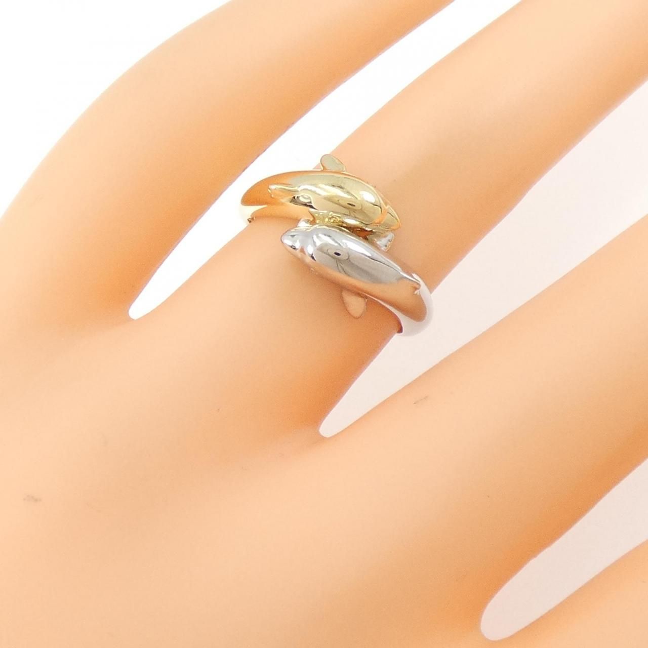 K18YG ドルフィン リング （楽天市場】K18 イルカ ドルフィン リング  