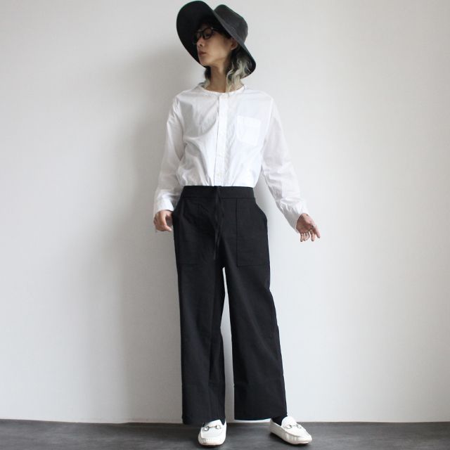ベイカー風コットン×リネンワイドパンツ