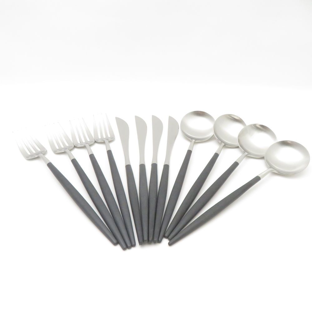 ♥ Cutipol クチポール ゴア GOA ブラック テーブルスプーン＆フォーク＆ナイフ 12点 セット カトラリー SC9257F2