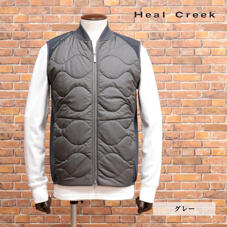 秋冬/Heal Creek/50(XL)サイズ/中綿ベスト 撥水 防風タフタ＆ジャージー切替 ゴルフウェア チョッキ 新品/グレー/jd169/