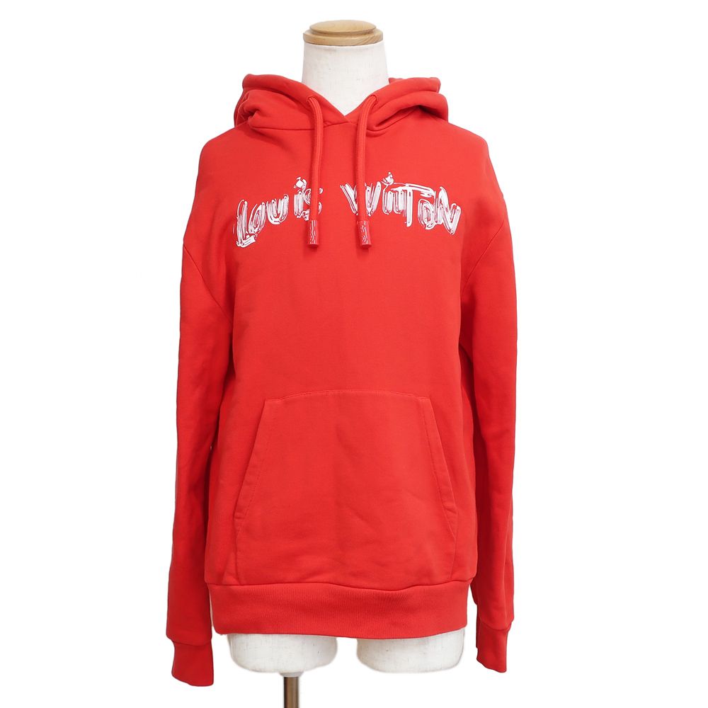 天白 LOUIS VUITTON ルイヴィトン パーカー ロゴプリント フーディ RM241MQ IHN HQY47W 表記サイズL レッド コットン アパレル メンズ 服