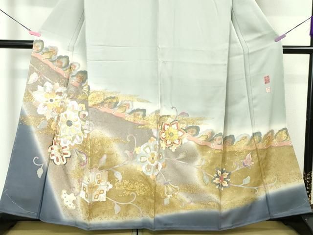 平和屋本店□希少 皇室献上作家 野村静枝 佐賀錦 色留袖 駒刺繍 花唐草 