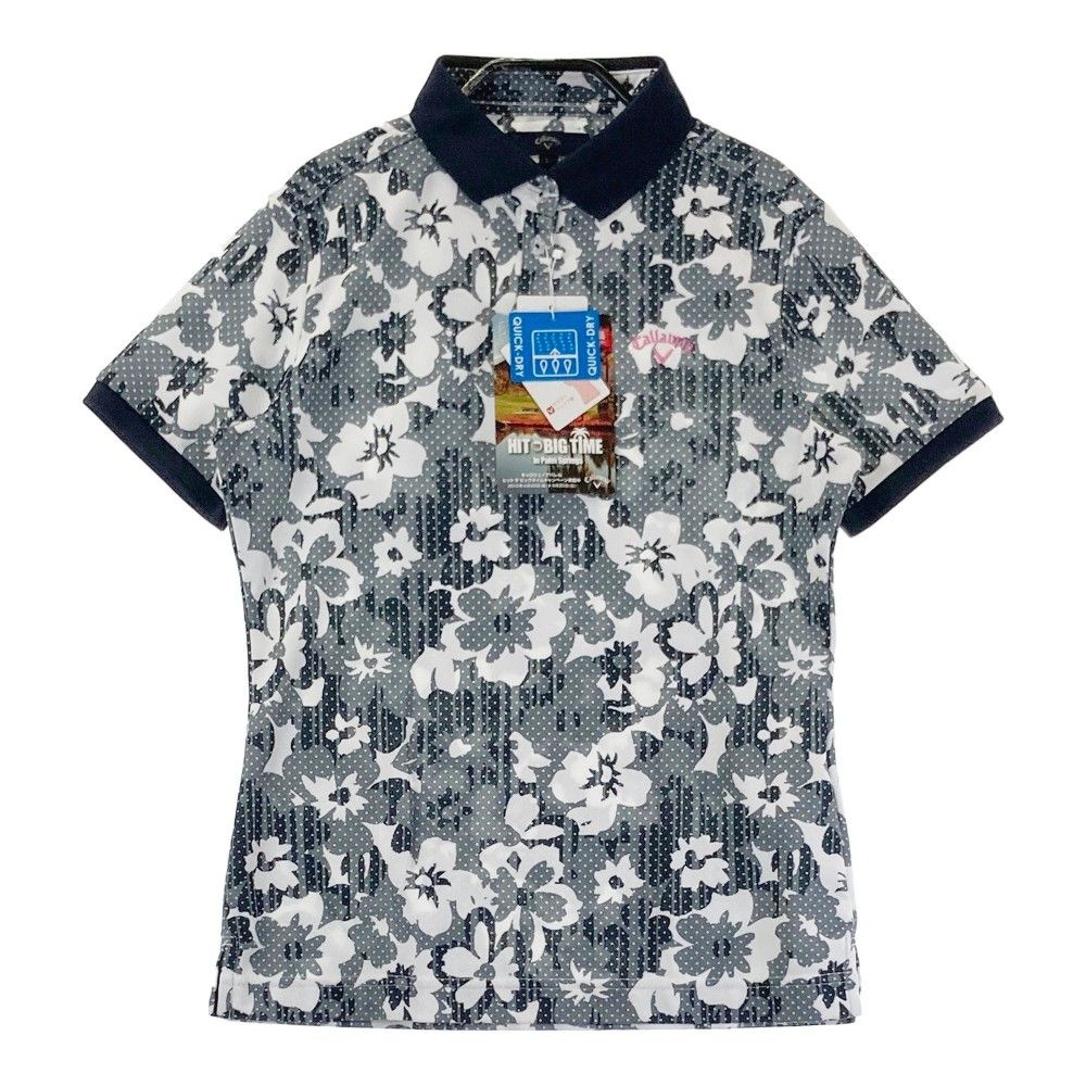 サイズ：L CALLAWAY キャロウェイ 半袖ポロシャツ 花柄 グレー系