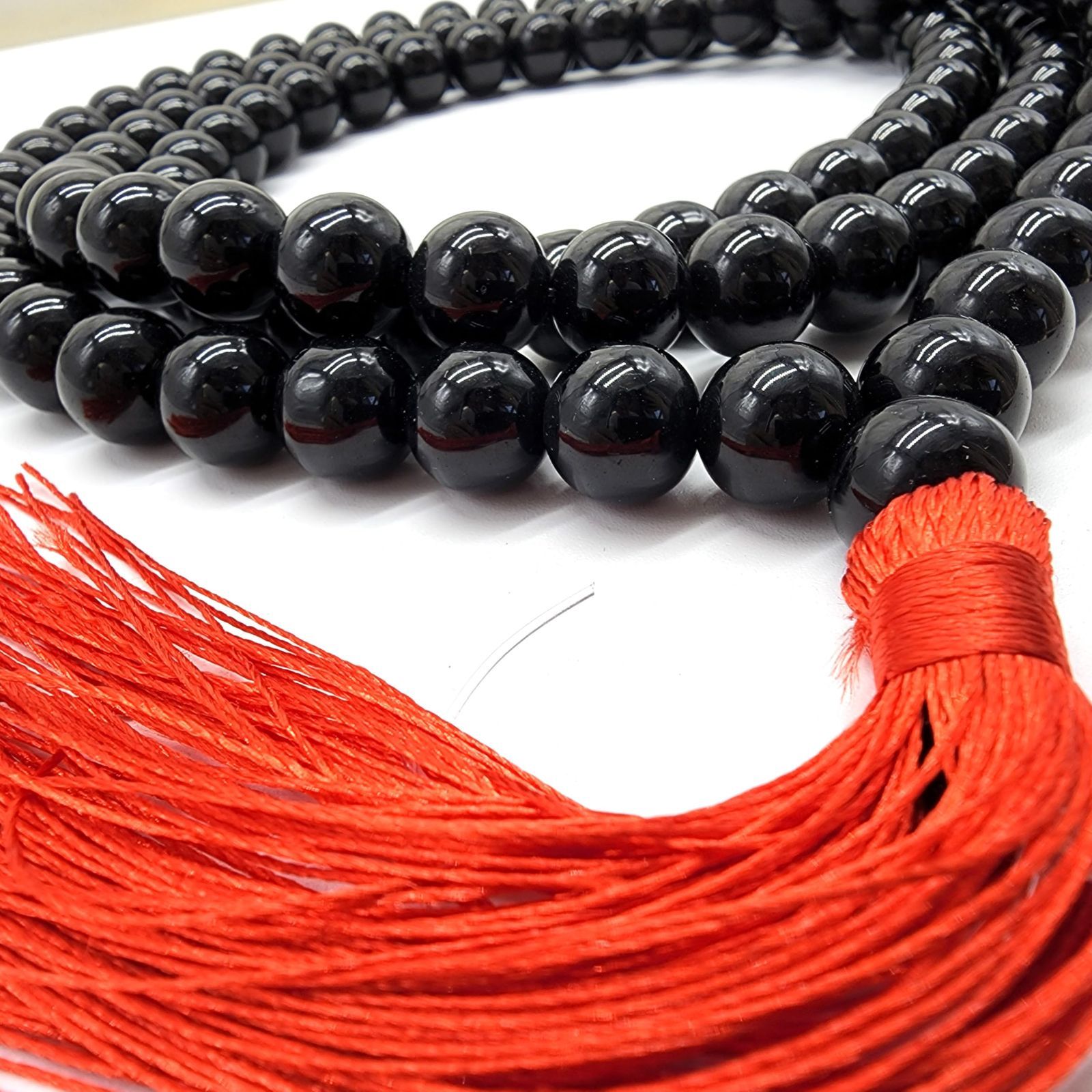 deaizaka.biz] 天然石 数珠ネックレス 黒 大玉 10mm×108珠 ブラック 