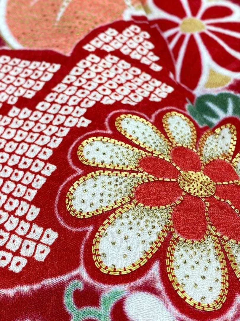 振袖 豪華 相良刺繍 金駒 金彩 紋意匠 染め鹿子 身丈156cm 撥水加工済 振袖 豪華 相良刺繍 金駒 金彩 紋意匠 染め鹿子 身丈156cm 撥水加工済