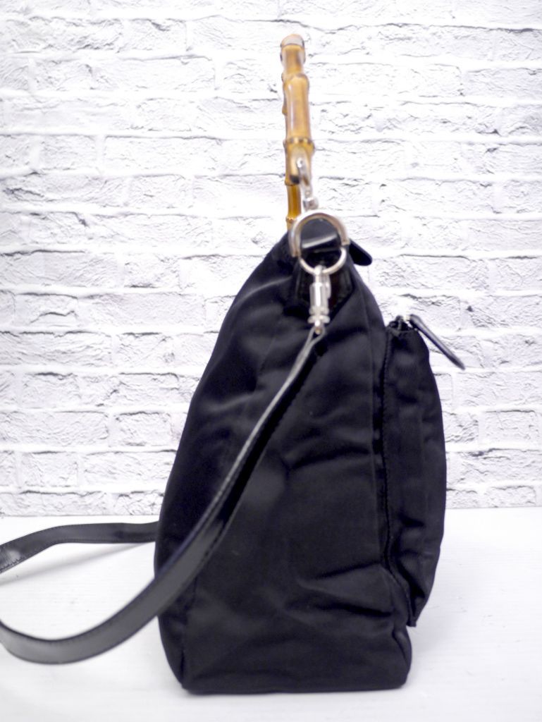 GUCCI グッチ　ショルダー　ボディバッグ　パテントレザー　バンブー　ブラック GUCCI バンブー ワンショルダー バッグ メンズ ユニセックス