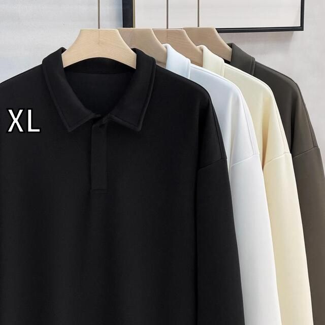 [XL]秋冬 コーデ メンズ 服 シンプル ファッション オシャレ 大人 かっこいい 大きいサイズ ストリート 紳士服 アメカジ ヘビー スウェットシャツ 暖かい ソリッドカラー 長袖 T シャツ ポロ プルオーバー ジャケット アウター