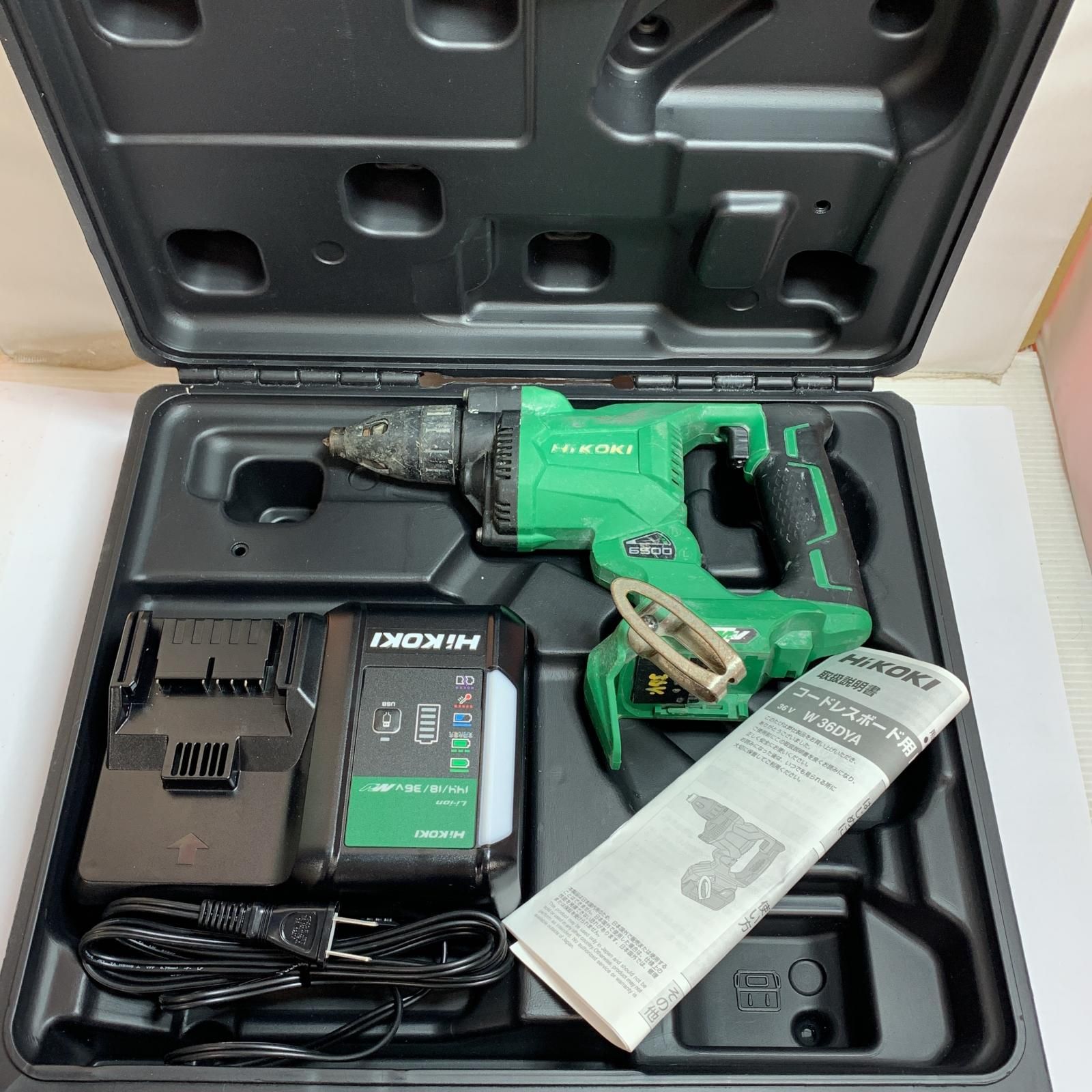 ♭♭HiKOKI ハイコーキ 36ｖ コードレスボード用ドライバ 充電器 ケース付 W36DYA グリーン