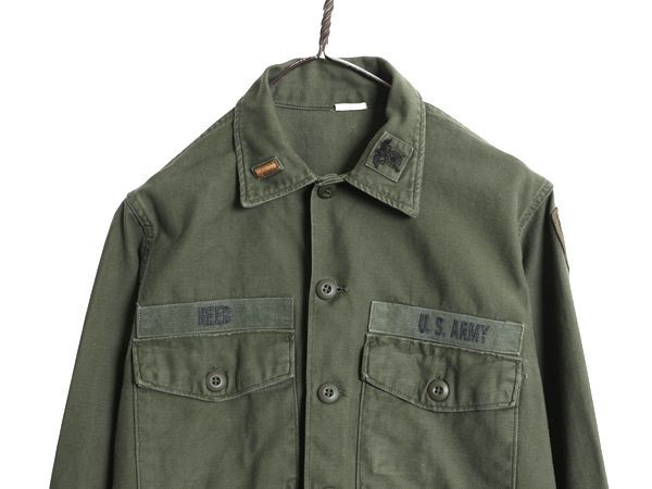 70s 米軍実物 OG107 ユーティリティシャツ シャツ袖 4thモデル 古着 60s 米軍 実物 OG107 コットンサテン ユーティリティシャツ