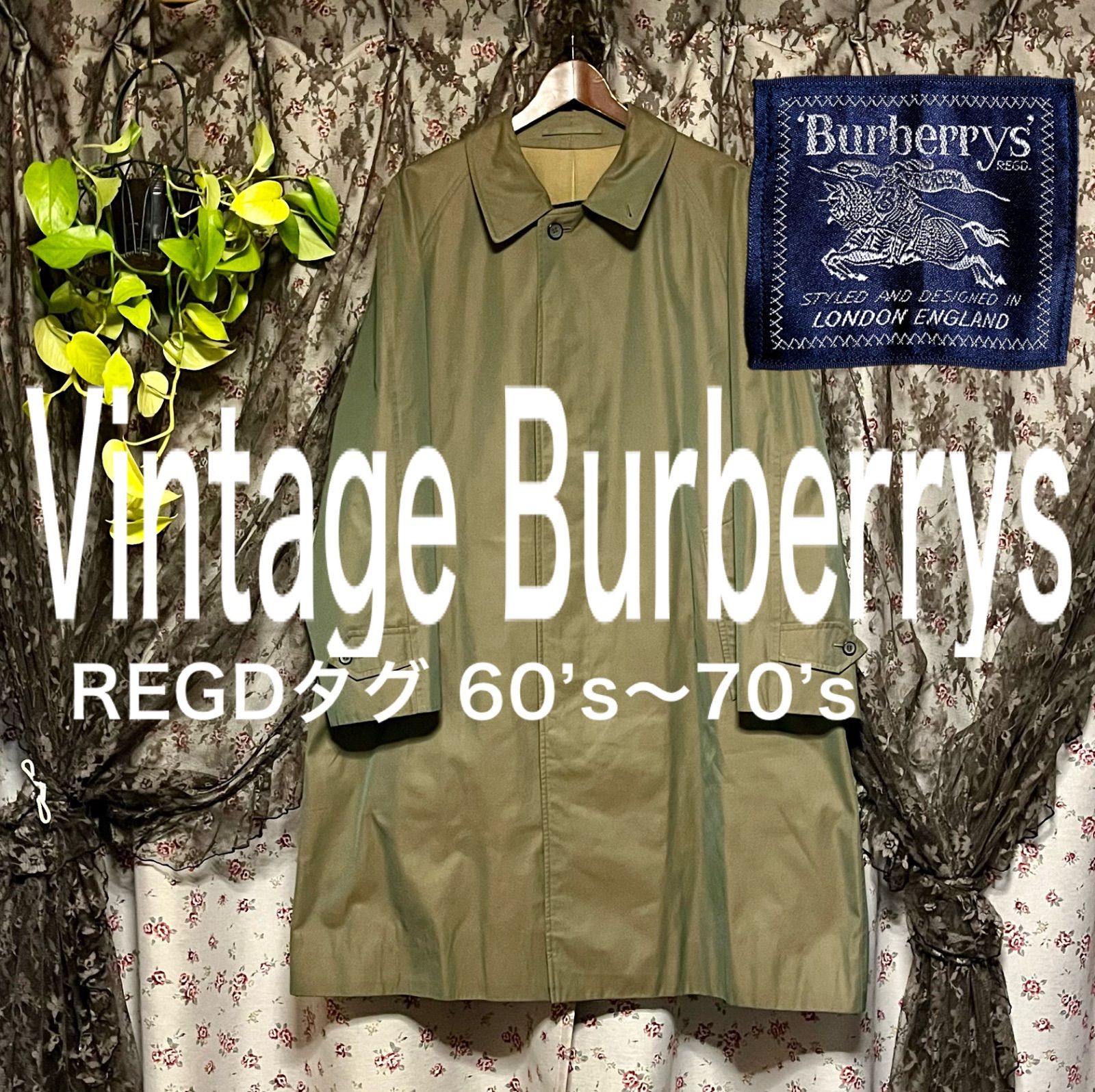 英国製 60S～70Sヴィンテージ バーバリー REGDタグ ステンカラーコート 