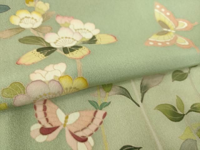 平和屋着物■訪問着　枝花文　金彩　逸品　未使用　CAAH1012yc 平和屋着物○訪問着 杢目絞り 陶器枝花文 暈し染め