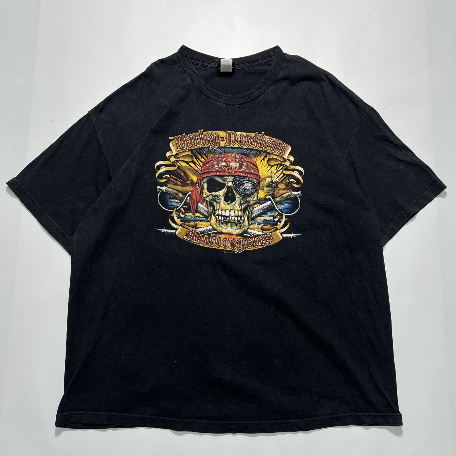 HARLEY DAVIDSON ハーレーTシャツ 3XL 黒 ブラック スカルパイレーツ 