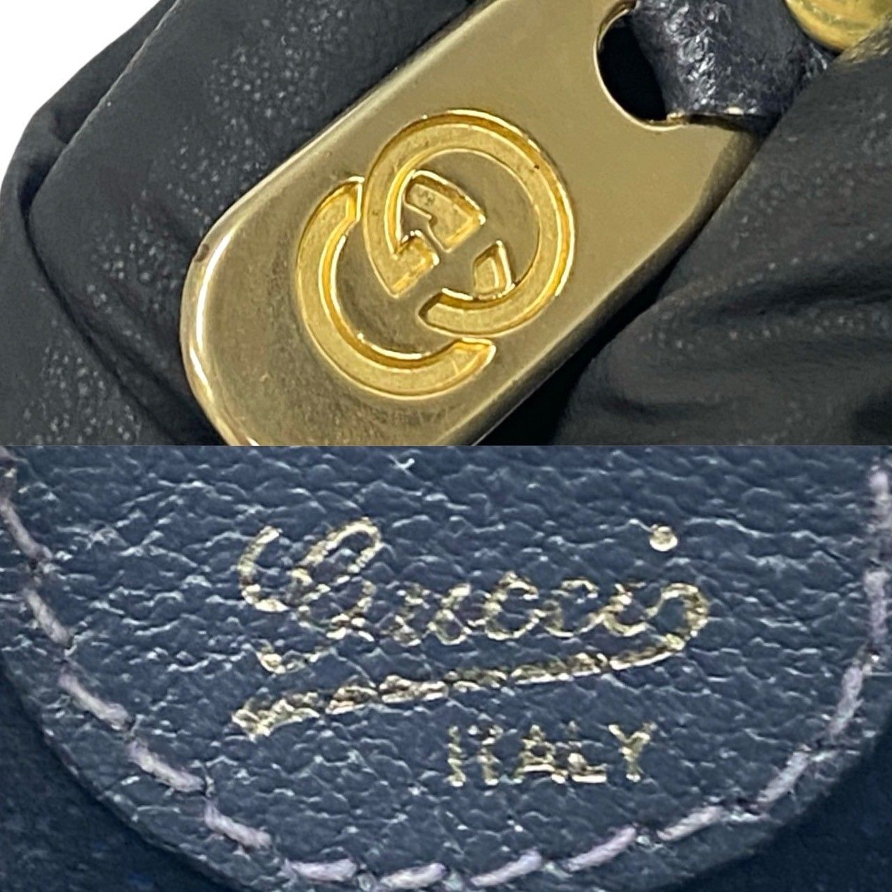 【美品】グッチ GG柄 シェリーライン ミニボストン ダークネイビー PVC GUCCI グッチ ミニボストン シェリーライン レザー GG柄 ネイビー