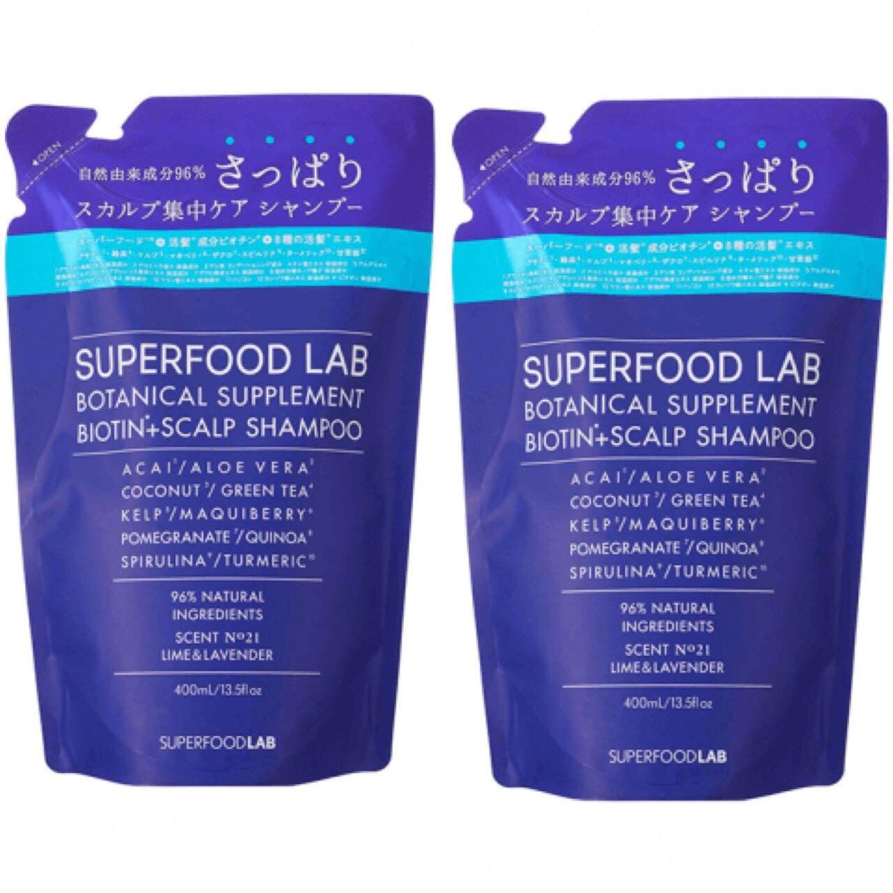 スーパーフードラボ ビオチン + スカルプ シャンプー リフィル 【400g×2個セット】 