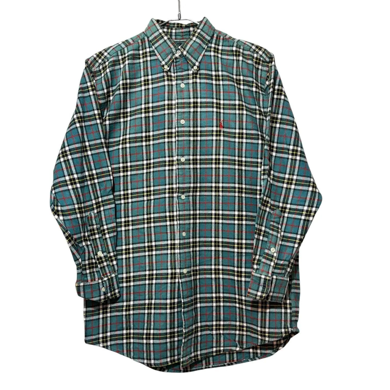 RALPH LAUREN BLAIRE LIGHT FLANNEL SHIRT M ラルフローレン ライト ネルシャツ 青緑 古着