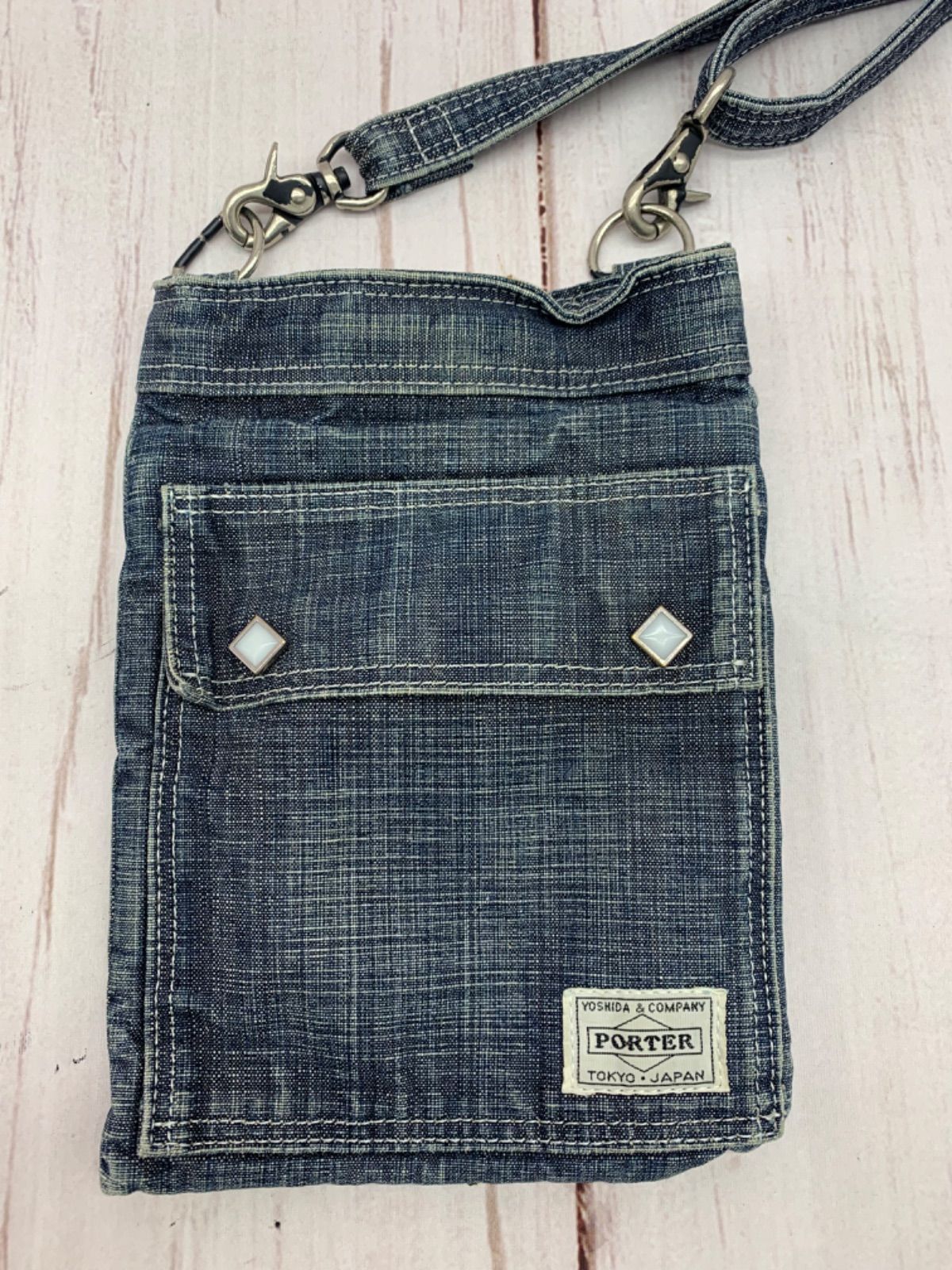 新*智様 良品　PORTERデニムショルダーバッグ　サコッシュウエスタン ☆PORTER ポーター デニム ショルダーバッグ メンズ 吉田カバン
