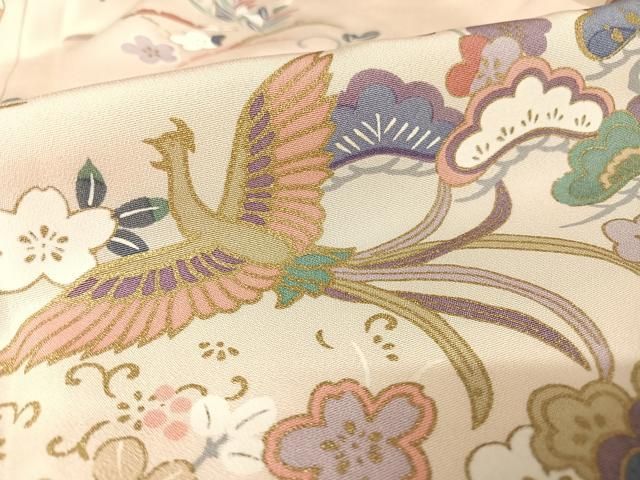 平和屋着物○訪問着 片輪車鴛鴦草花文 暈し染め 金銀