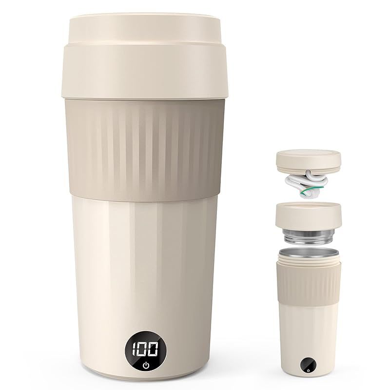 Aliliy 電気ケトル ポータブル トラベルケトル 小型 6段階温度調節 12時間保温 分離式 コード収納可 300ML 100V 250W 低消費電力 持ち運びケトル 湯沸かし 一人暮らし 電気ポット 急速沸かし 空焚き防止 漏れない ステンレス 1