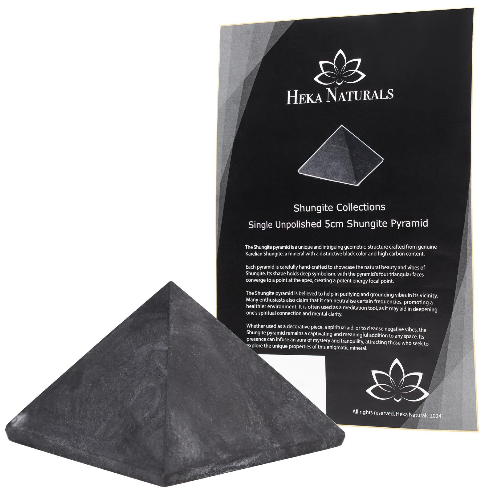 Heka Naturals 未研磨シュンガイトピラミッド ブラックストーンクリスタル | 2インチ - デスクデコレーション シュンガイトストーン 自宅やオフィス用 - チャクラストーン、ヒーリングクリスタ Heka Naturals 未研磨シュンガイトピラミッド チャクラストーン、ヒーリングクリスタル、瞑想ピラミッド ホーム＆キッチン 光沢シュンガイトブラックストーン