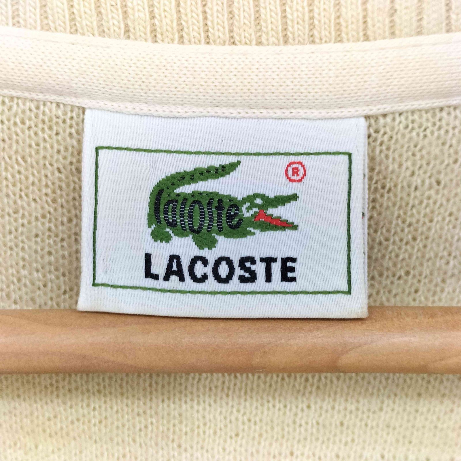 LACOSTE ラコステ コットンニット でかワニ ワッペン ラコステ LACOSTE ワニデザインクルーネックセーター （グレー