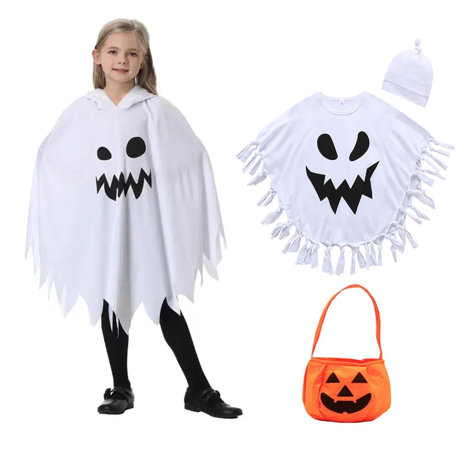 売切注意 コスチューム 文化祭 可愛い 親子 仮装 演出服 変装用 帽子とカバン付き 肝試し コスプレ コスプレ 小悪魔 男女兼用 マント キッズ 子供 おばけ 幽霊 ハロウィン Formemory