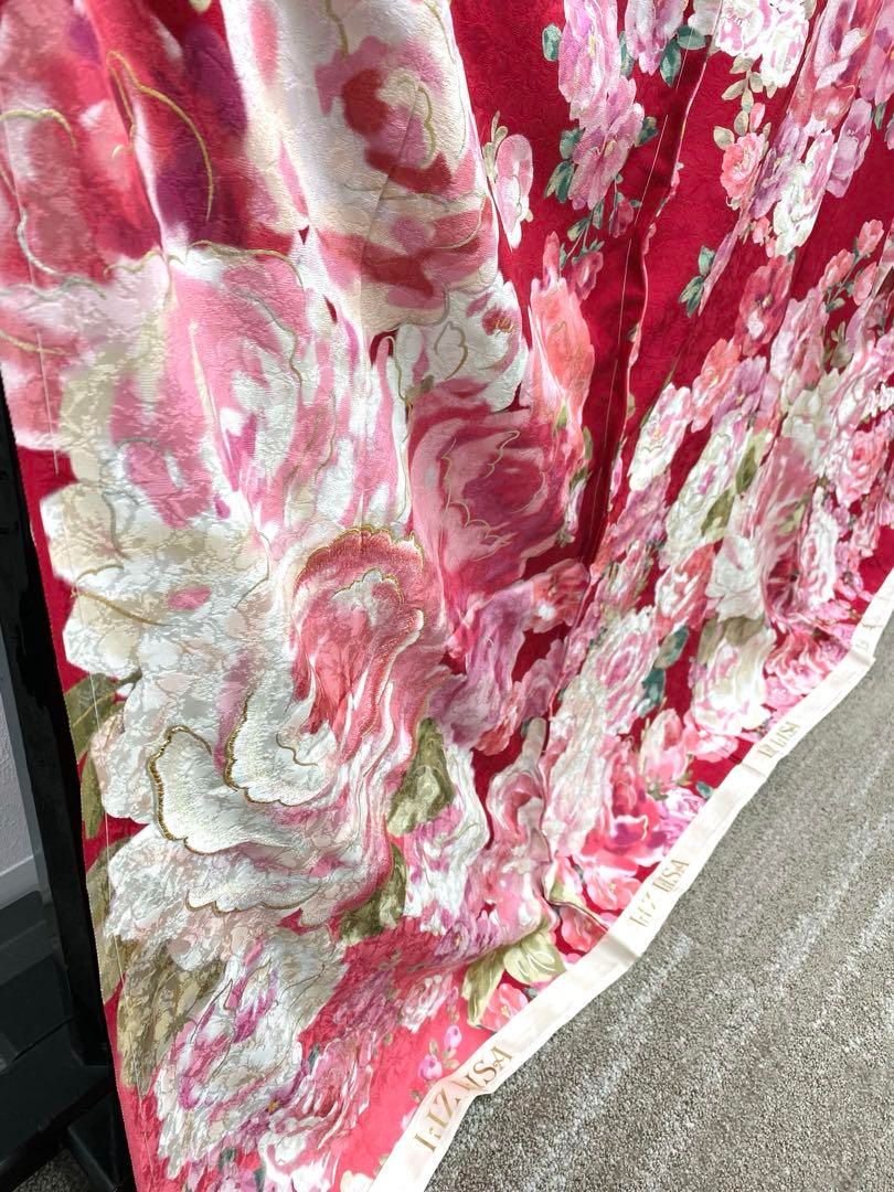 モデル振袖 仮絵羽 LIZLISA 刺繍 紋意匠 正絹 未仕立て品 八掛付き