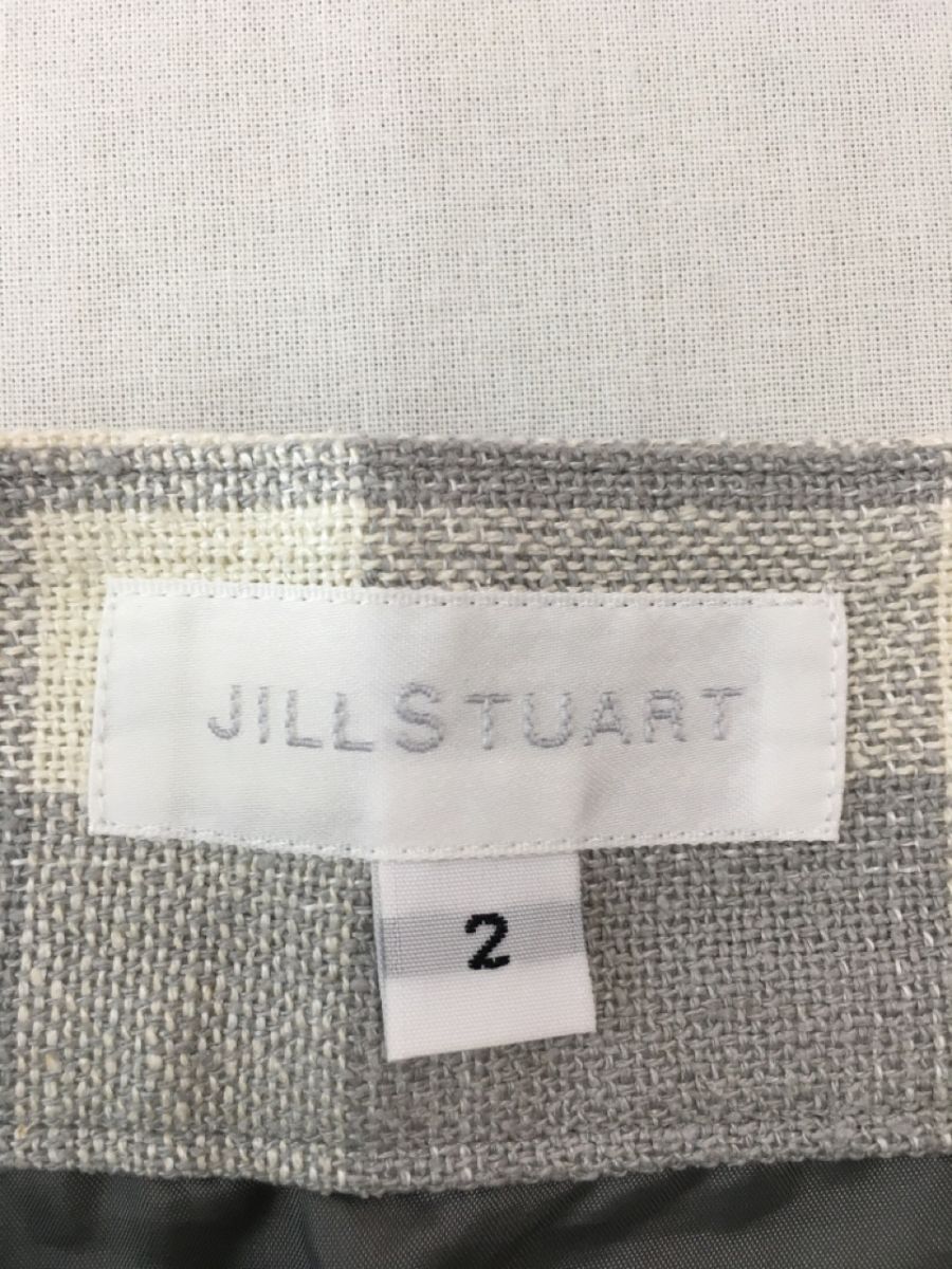 JILLSTUART ジルスチュアート シルク混 ギンガムチェック タイト スカート size2/グレー ■◆ レディース