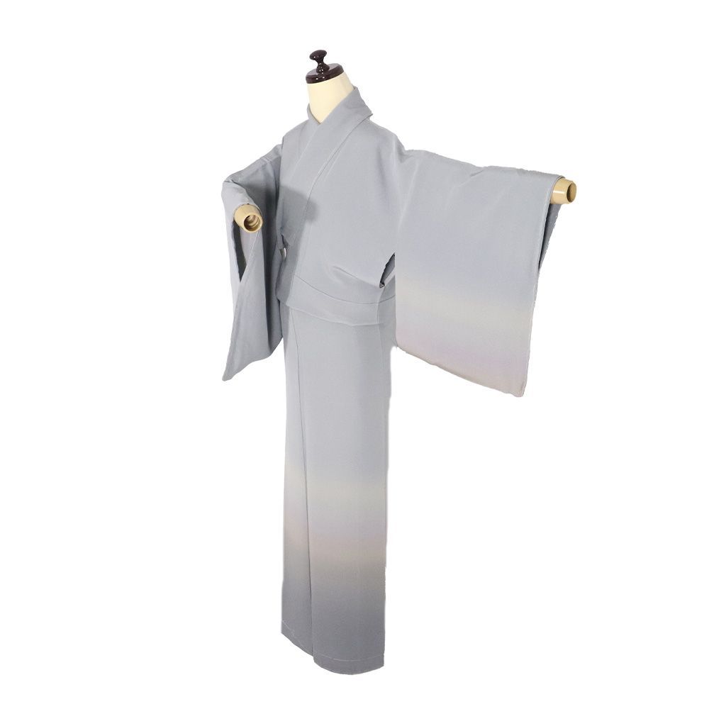 常連の 訪問着 袷 正絹 ライトグレー 薄緑 ピンク 薄い小豆色 三段暈し Mサイズ ki31091 レディース フォーマル 30代 40代 50代 送料込み さっぱりした