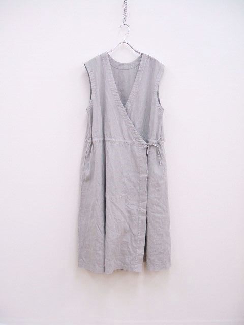 nest Robe UpcycleLino× ONE KILN ASHワーク2 wayカシュクールワンピース 22 SS ライトグレー レディース ネストローブ 2-0715 S