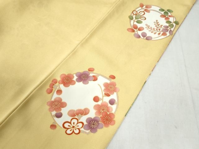 平和屋着物○豪華振袖 駒刺繍 束ね熨斗鳳凰草花丸文 金彩 正絹 逸品