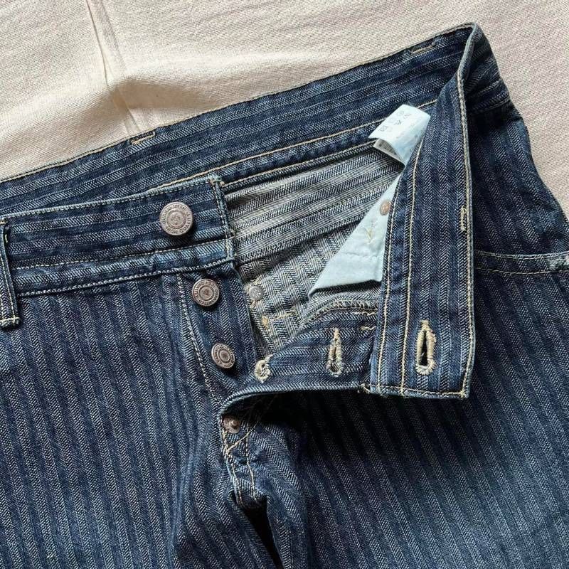 00s archive 291295=HOMME ヒッコリー バギーシルエット フレアデニム