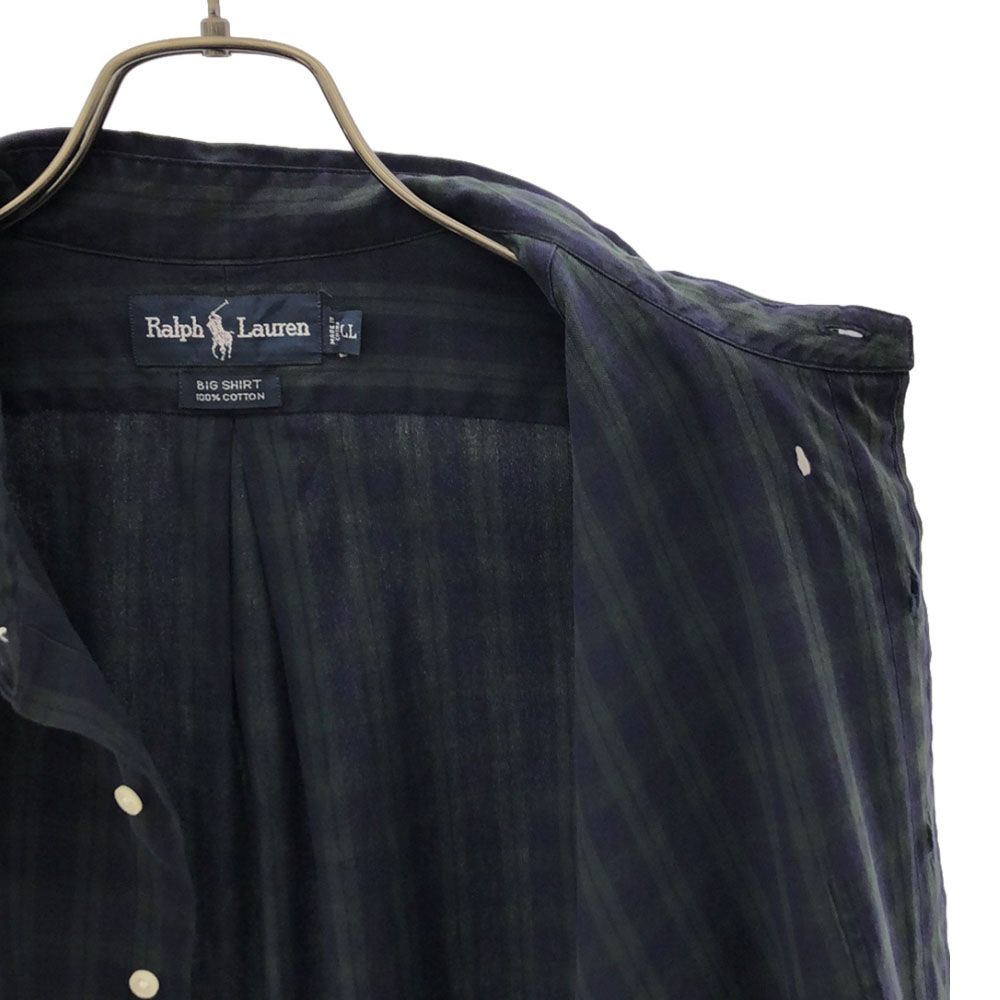 ラルフローレン BIG SHIRT チェック柄 ロゴ刺繍 長袖 ボタンダウン