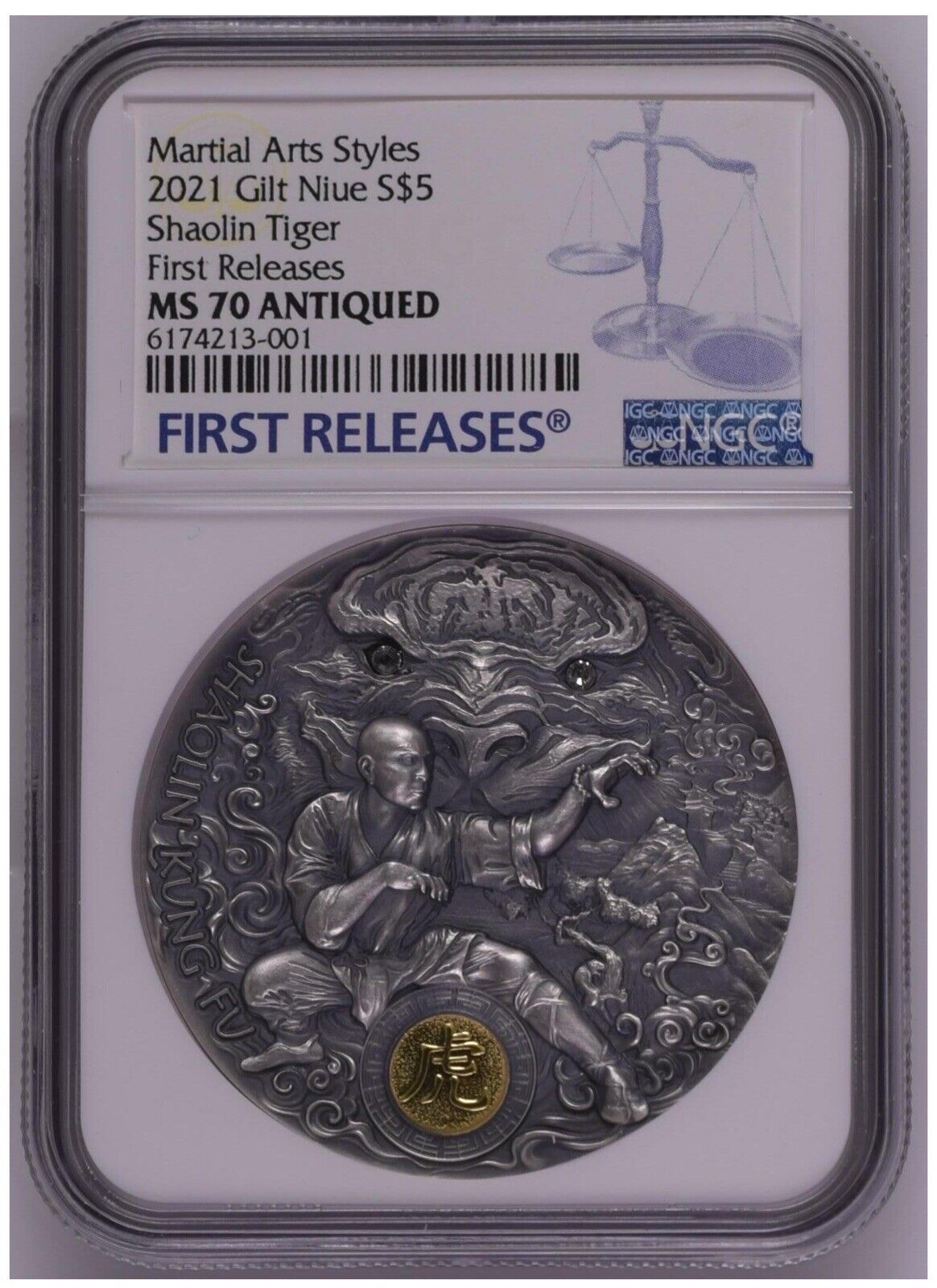 NGC MS70 Niue 2021 Martial Arts Styles Shaolin Kungfu Tiger 少林虎拳 2oz Silver Coin