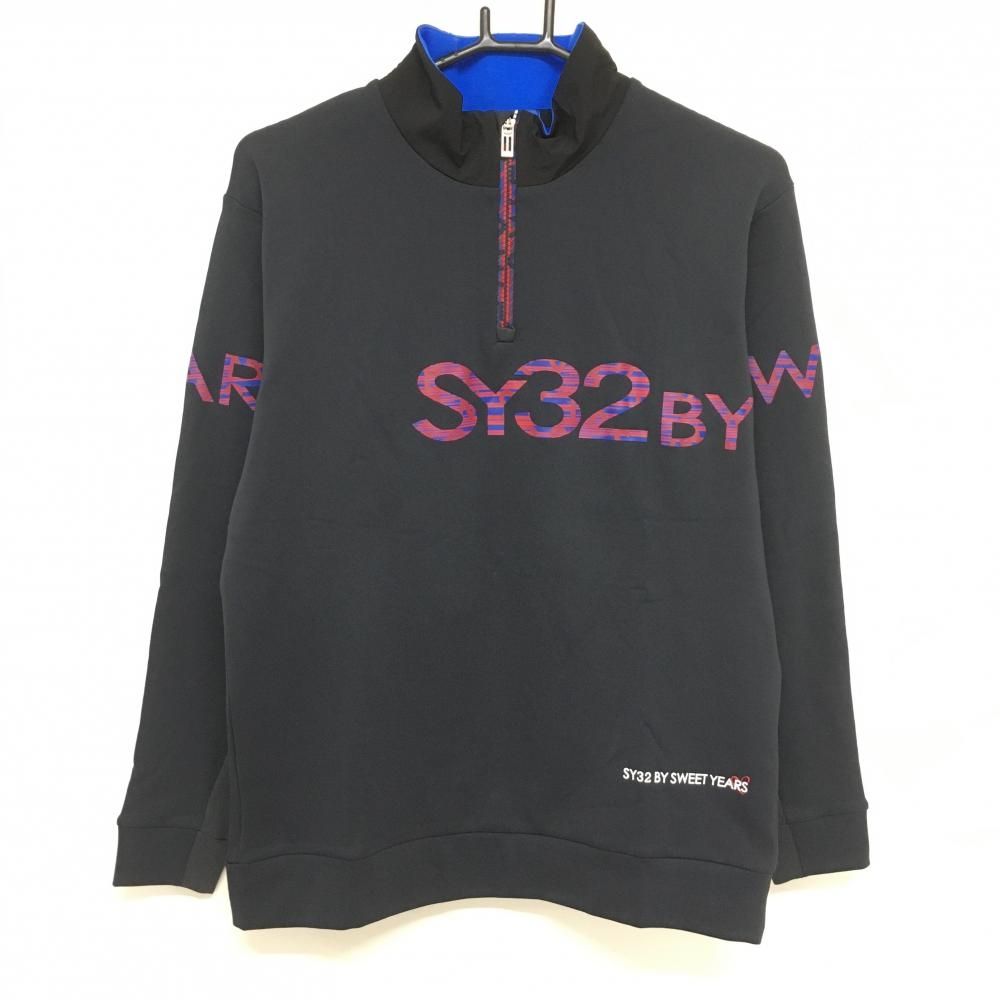 超 エスワイサーティトゥ 長袖ハイネックシャツ 黒×レッド メンズ L ゴルフウェア 2025年モデル SY32 BY SWEET YEARS