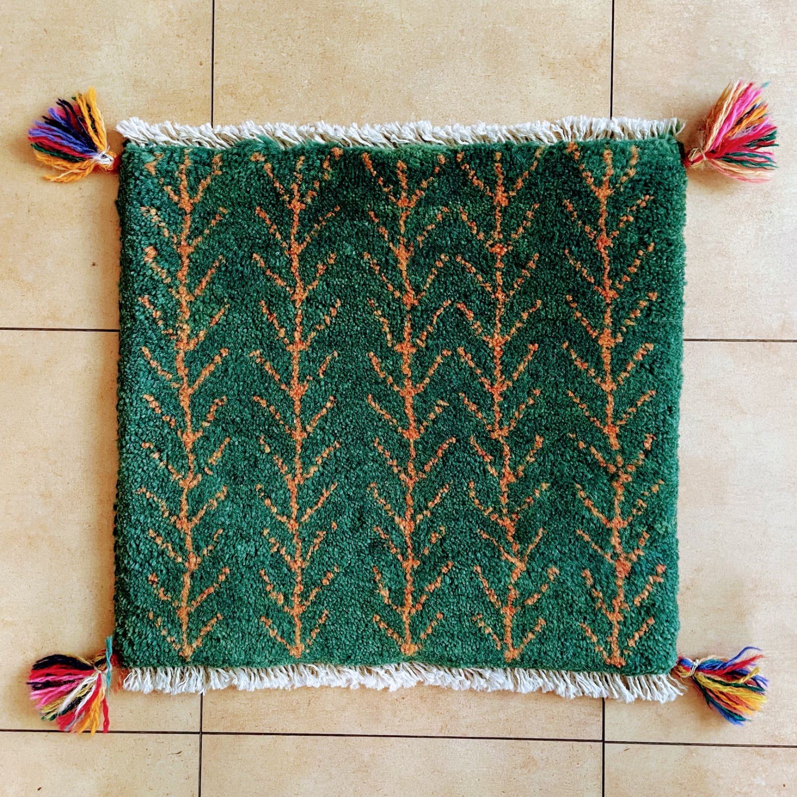 ギャッベ座布団 ペルシャ 本物 手織り ペルシャ絨毯 ギャベ 手織り絨毯