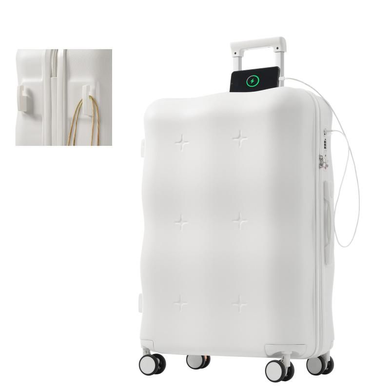 BTM スーツケース アウトドアトランクケース 機内持ち込み キャリーバッグ 超軽量 静音 一 TSAロック搭載 レッド×ベージュ SSサイ