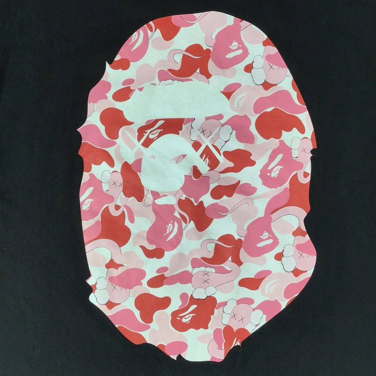 ☆激レア☆ KAWS × BAPE bendy ABC camo pink Big head Tシャツ L 