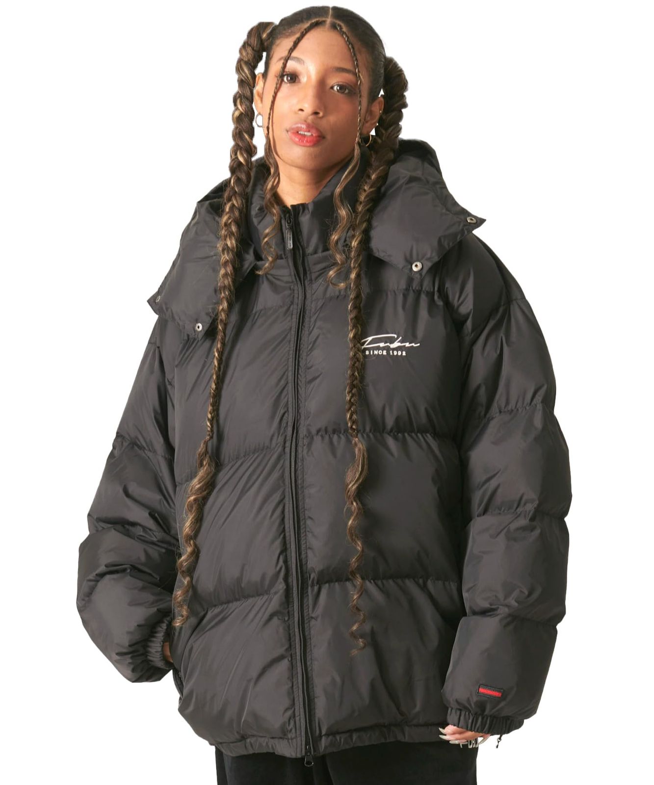 フブ ジャケット ダウンジャケット メンズ レディース 中綿ジャケット アウター ジャンパー ブランドロゴ 冬服 fam-42300 ブラック