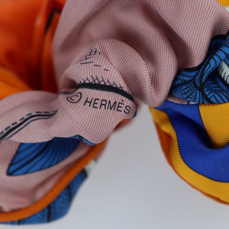 HERMES エルメス シュシュ クラウディア その他アクセサリー - シルク100％ オレンジ系 マルチカラー ヘアゴム ヘアアクセサリー 髪飾り  髪留め 【本物保証】 - メルカリ