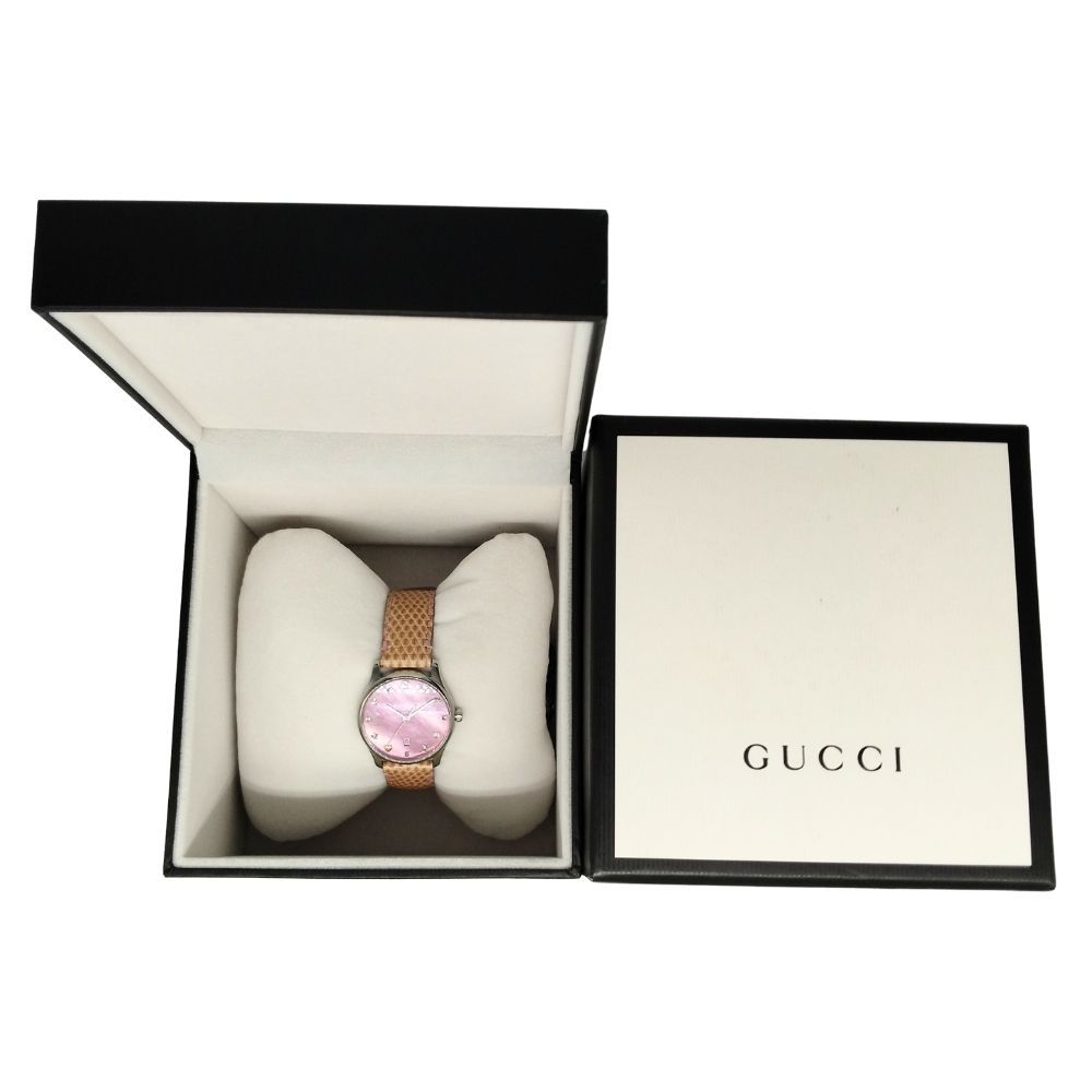 GUCCI グッチ 126.5 Gタイムレス ピンクシェル クォーツ リザード  